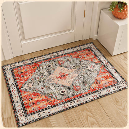 2x3 Rug - Red & Teal Area Rugs 2x3 - Pet Friendly Entry Rugs for Inside House 2x3