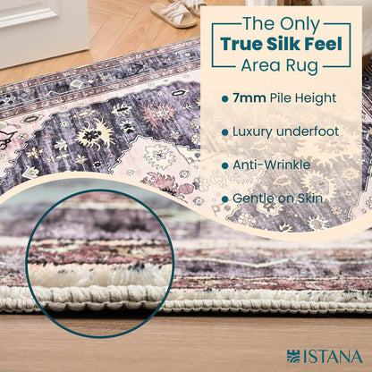 Istana Rugs 5x7 - Beige Gray Rug - Foldable 5x7 Area Rugs Non Slip