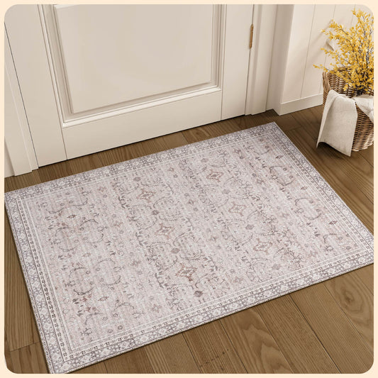 Istana 2x3 Rugs - Beige & Grey Area Rug - Foldable Washable 2x3 Rug