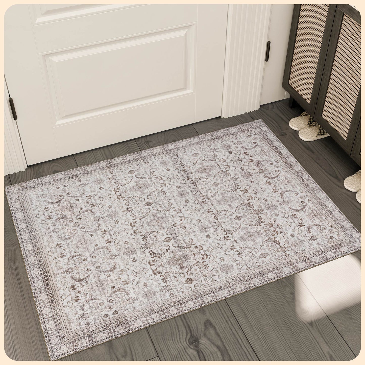 Istana Rugs 2x3 - Beige Area Rug - Foldable 2x3 Washable Rug Non Slip