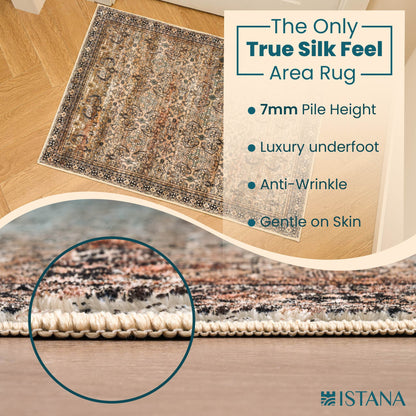 Istana 2x3 Rug - Charcoal Olive Bedroom Rug - Kid & Pet Friendly 2x3 Washable Rug Non Slip