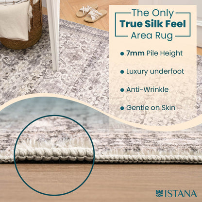 Istana Rugs 3x5 - Beige Area Rug - Kid & Pet Friendly Machine Washable Rug