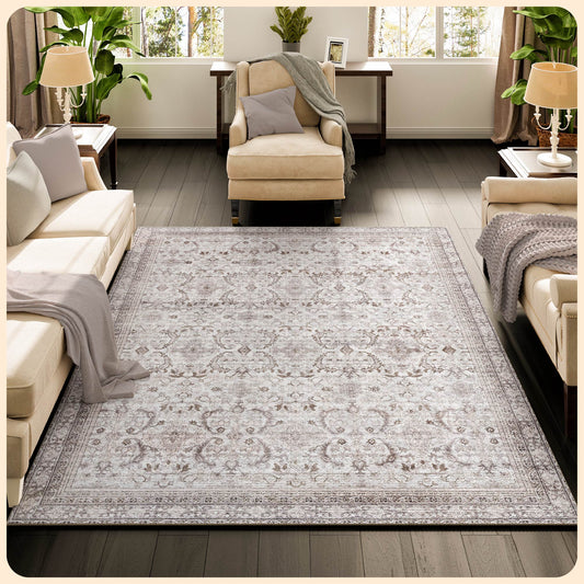 Istana 5x7 Area Rugs - Beige Area Rug - Kid & Pet Friendly