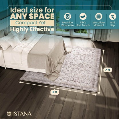 Istana 5x7 Area Rugs - Beige Area Rug - Kid & Pet Friendly