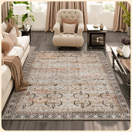 Istana Rugs 5x7 - Charcoal Olive Bedroom Rug - Foldable Living Room Rug