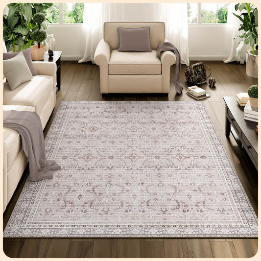 Istana 5 x 7 Area Rugs - Blush & Grey Area Rug - Kid & Pet Friendly Area Rug Boho