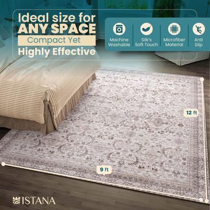 Istana Rugs 9x12 - Beige Area Rug - Eco-Friendly 9 x 12 Area Rug Boho