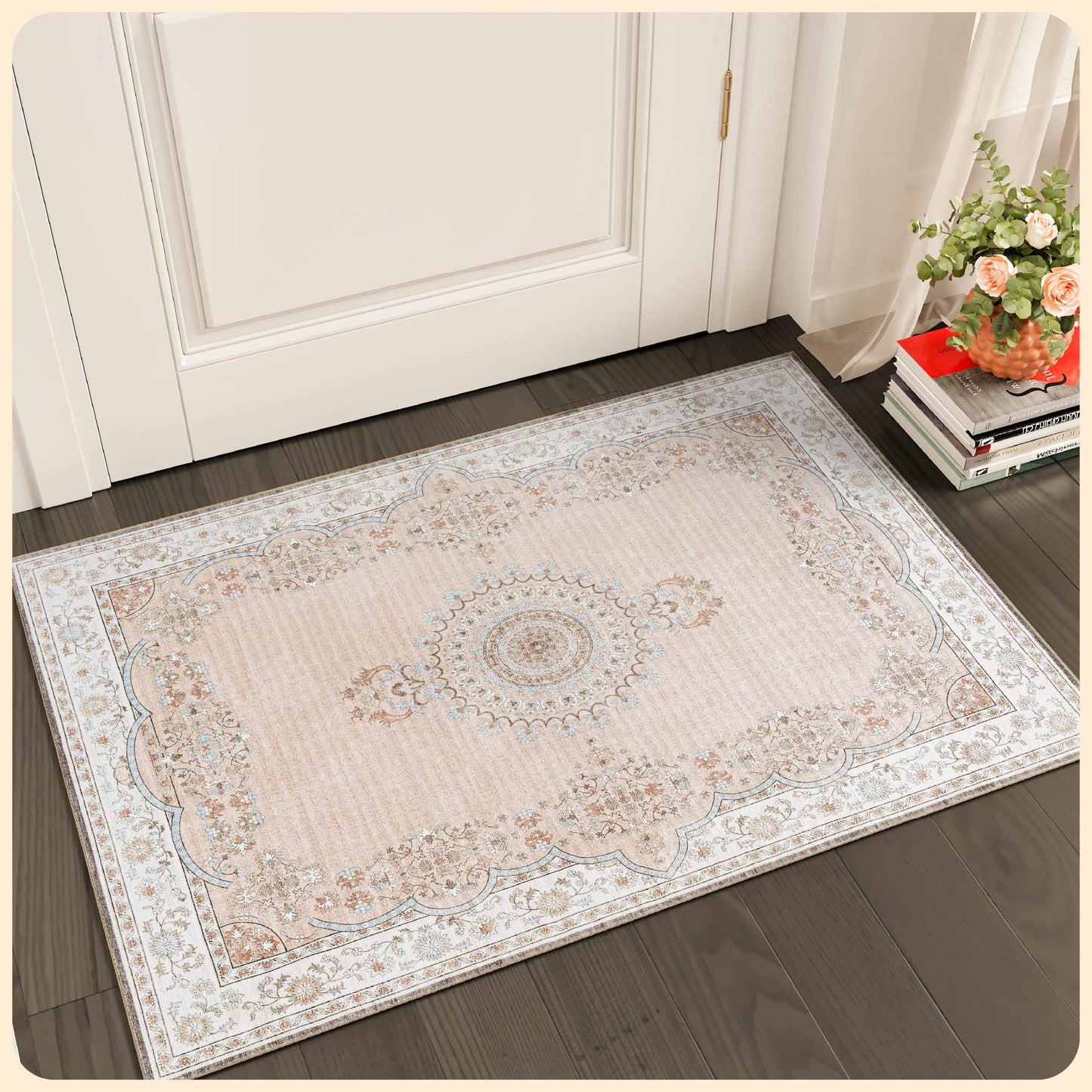 Istana Small Rug 2x3 - Beige Area Rugs - Foldable Washable Rug 2x3