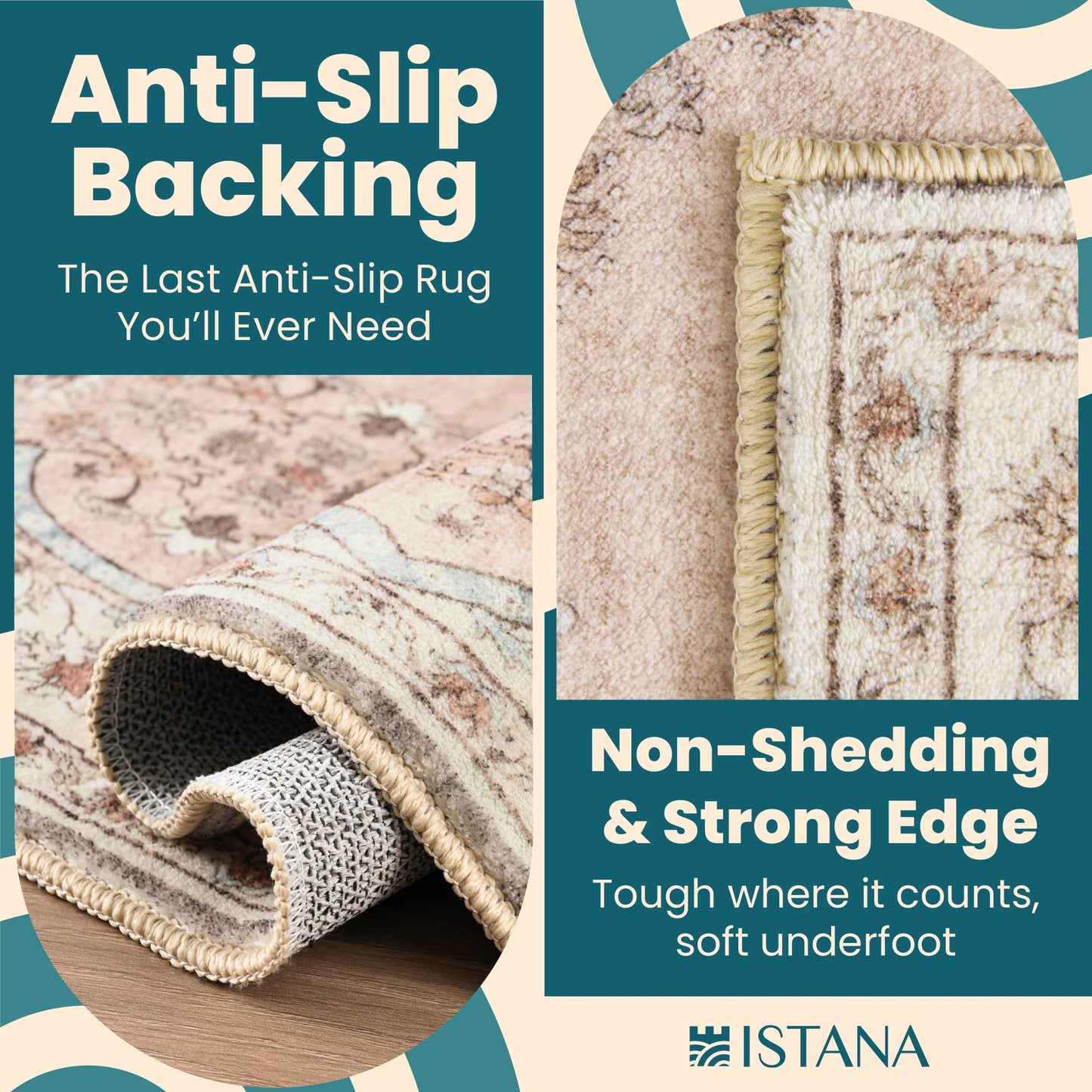 Istana Small Rug 2x3 - Beige Area Rugs - Foldable Washable Rug 2x3