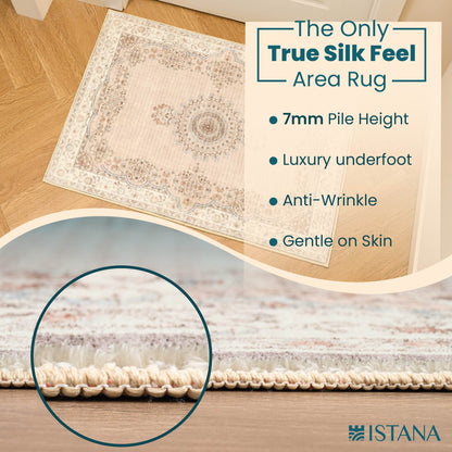 Istana Small Rug 2x3 - Beige Area Rugs - Foldable Washable Rug 2x3