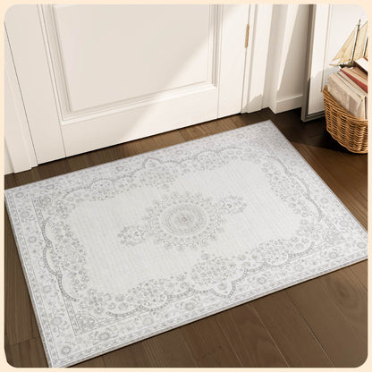 Istana Small Rug 2x3 - Grey Rugs for Living Room - Foldable 2x3 Washable Rug Non Slip