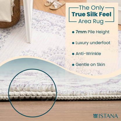 Istana Rug 3x5 - Grey Area Rug 3x5 - Kid & Pet Friendly Washable Rug 3x5