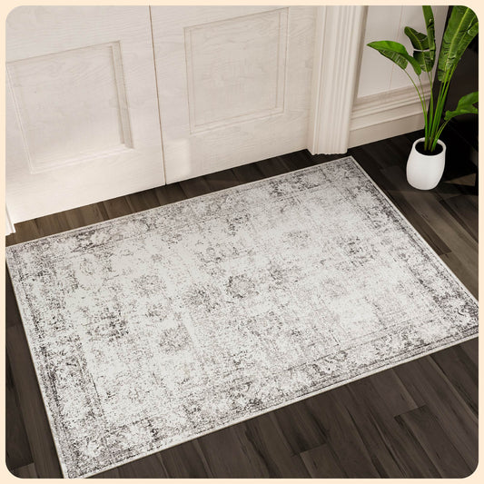 Istana Rug 2x3 - Grey Area Rugs - Foldable Rug for Bedroom Floor