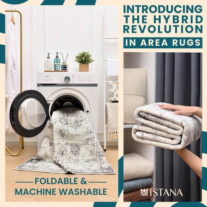 Istana Rugs 3x5 - Grey & Beige Area Rugs - Kid & Pet Friendly Washable Rugs 3x5