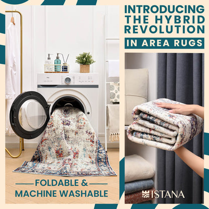 Istana Rugs 3x5 - Multi-Colored Area Rug 3x5 - Kid & Pet Friendly Washable Rugs 3x5