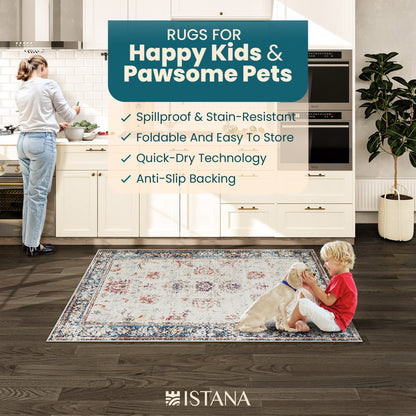 Istana Area Rug for Living Room - Colorful Rugs - Kid & Pet Friendly Living Room Carpets