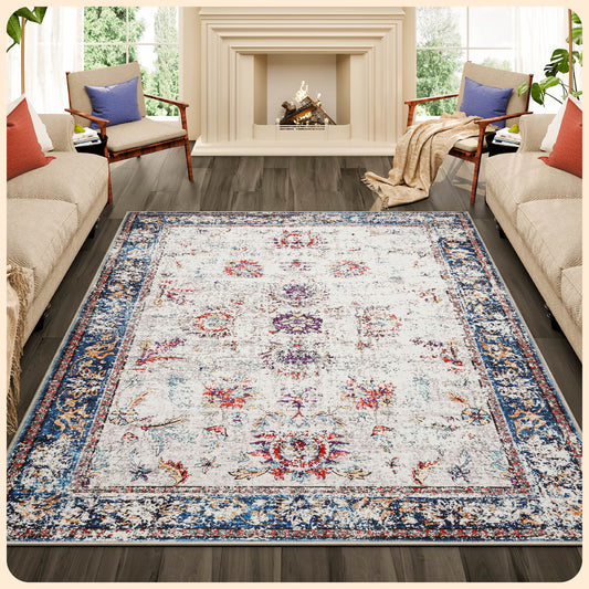 Istana Living Room Rugs 8x10 - Multi Colored Bedroom Rug 8x10 Under Bed - Foldable Rug for Living Room