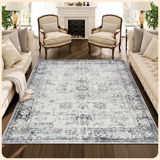 Istana Rugs 8x10 - Navy Area Rug - Stain Resistant 8x10 Area Rug