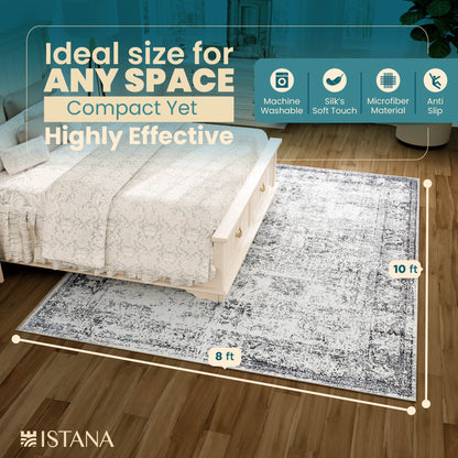 Istana Rugs 8x10 - Navy Area Rug - Stain Resistant 8x10 Area Rug