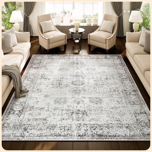 Istana 9x12 Rug - Grey Living Room Rug - Foldable Farmhouse Rugs for Living Room