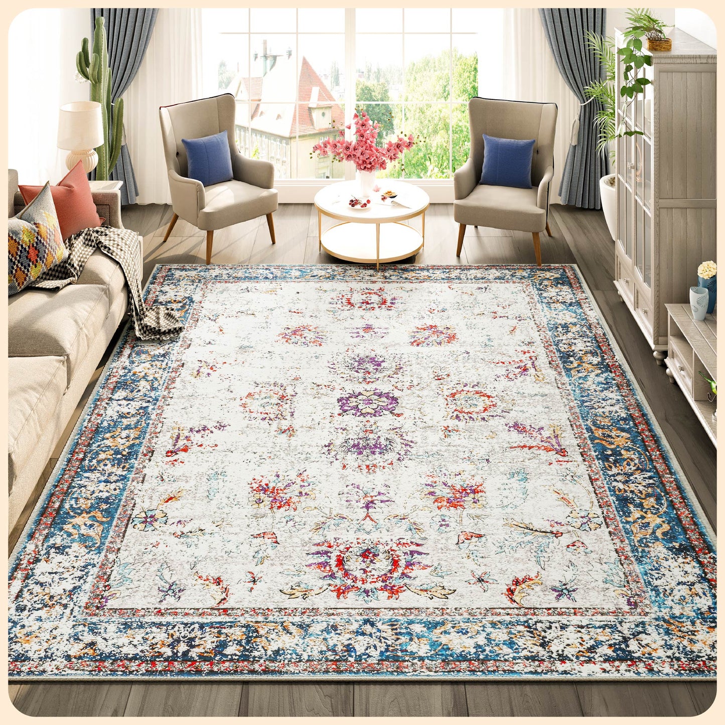 Istana Large Rug 9x12 - Multi Colors Living Room Rug Colorful - 12x9 Area Rug